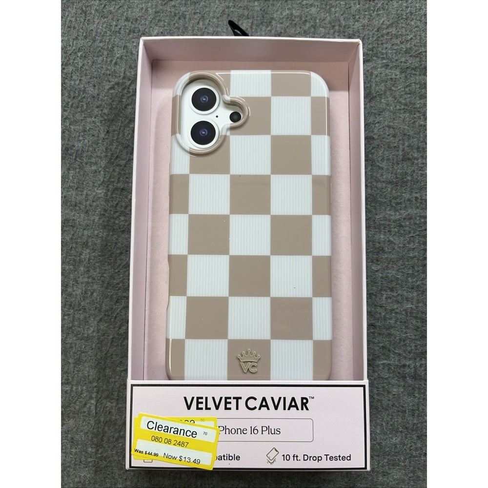 Velvet Caviar Beige and White Checkered Phone Case